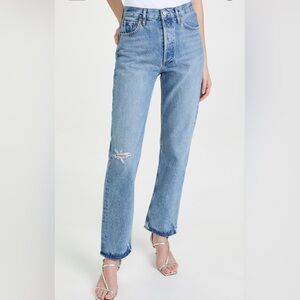 AGOLDE 90's Pinch Waist High Rise Straight Jeans in Abstract color way